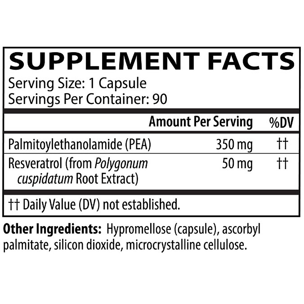 Supplement facts label with ingredients and nutritional information on a white background