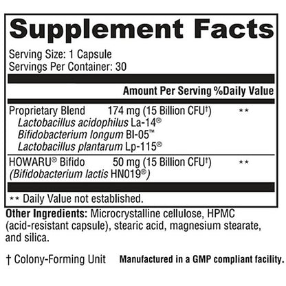 Supplement facts label with detailed ingredient information on a white background