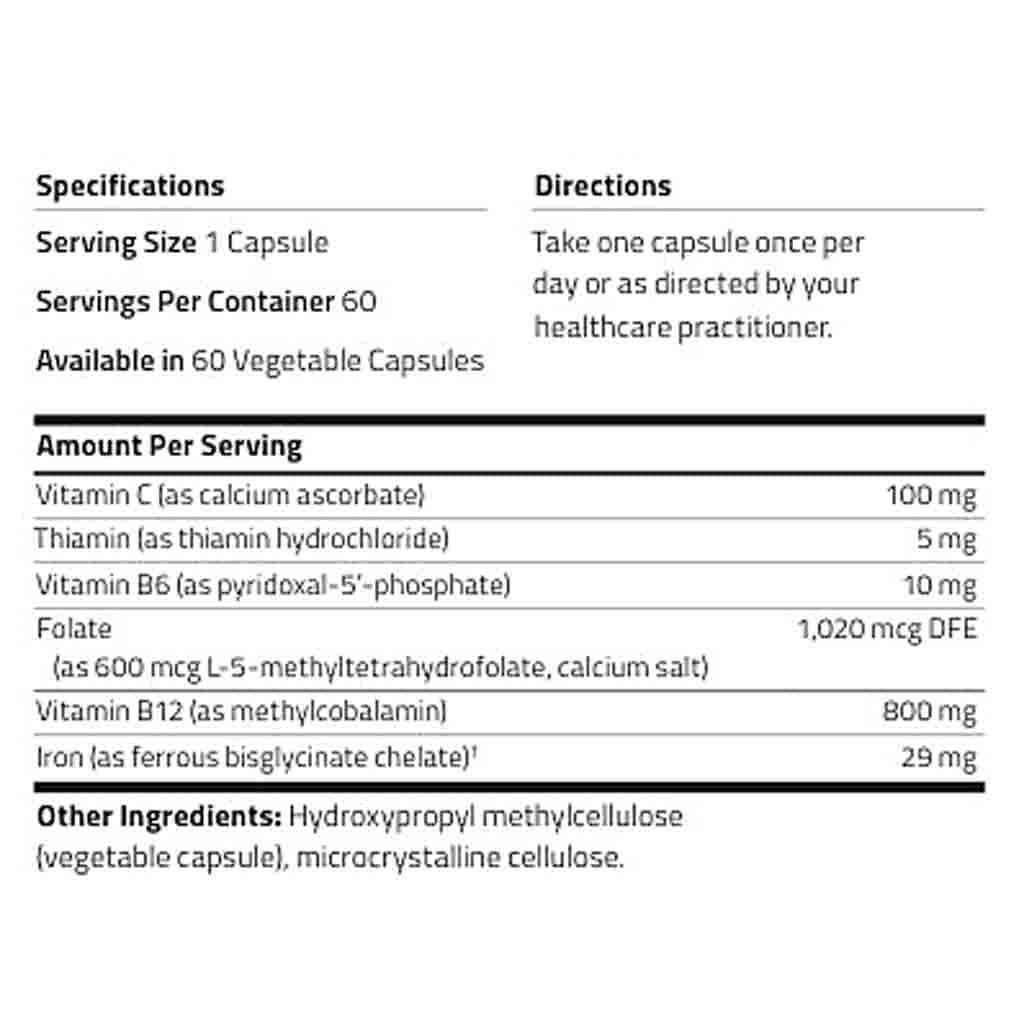 Nutritional supplement label with specifications and directions on a white background