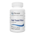 A white plastic bottle of NuMedica Red Yeast Rice Extra Strength dietary supplement, containing 90 vegetable capsules, shown on a plain white background.