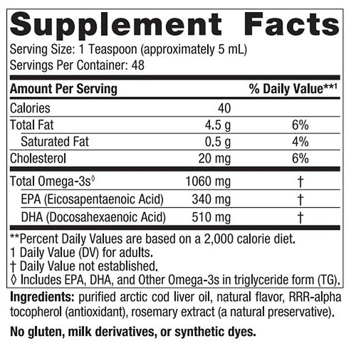 Nordic Naturals Arctic Cod Liver Oil Orange 16 oz