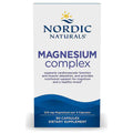 Nordic Naturals Magnesium Complex dietary supplement box, 90 capsules, 225 mg, featuring a white and blue design with a yellow sun logo.
