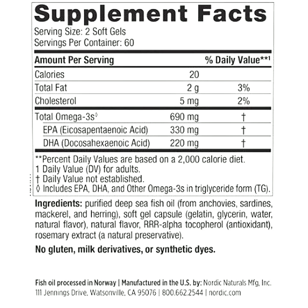 Nordic Naturals Omega-3 (lemon) 120 soft gels