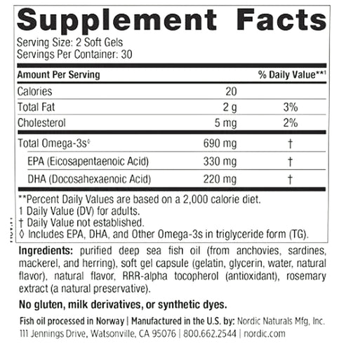 Nordic Naturals Omega-3 (lemon) 60 soft gels