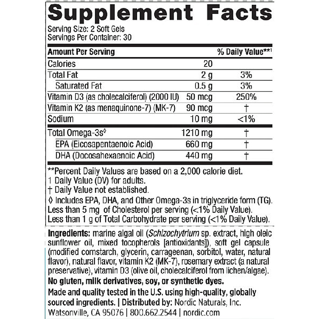Supplement facts label with detailed nutritional information on a white background