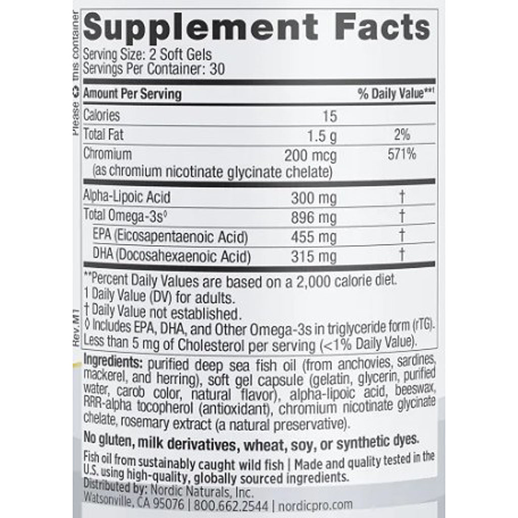 Nordic Naturals ProOmega Blood Sugar 60sg