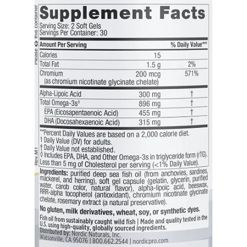 Nordic Naturals ProOmega Blood Sugar 60sg