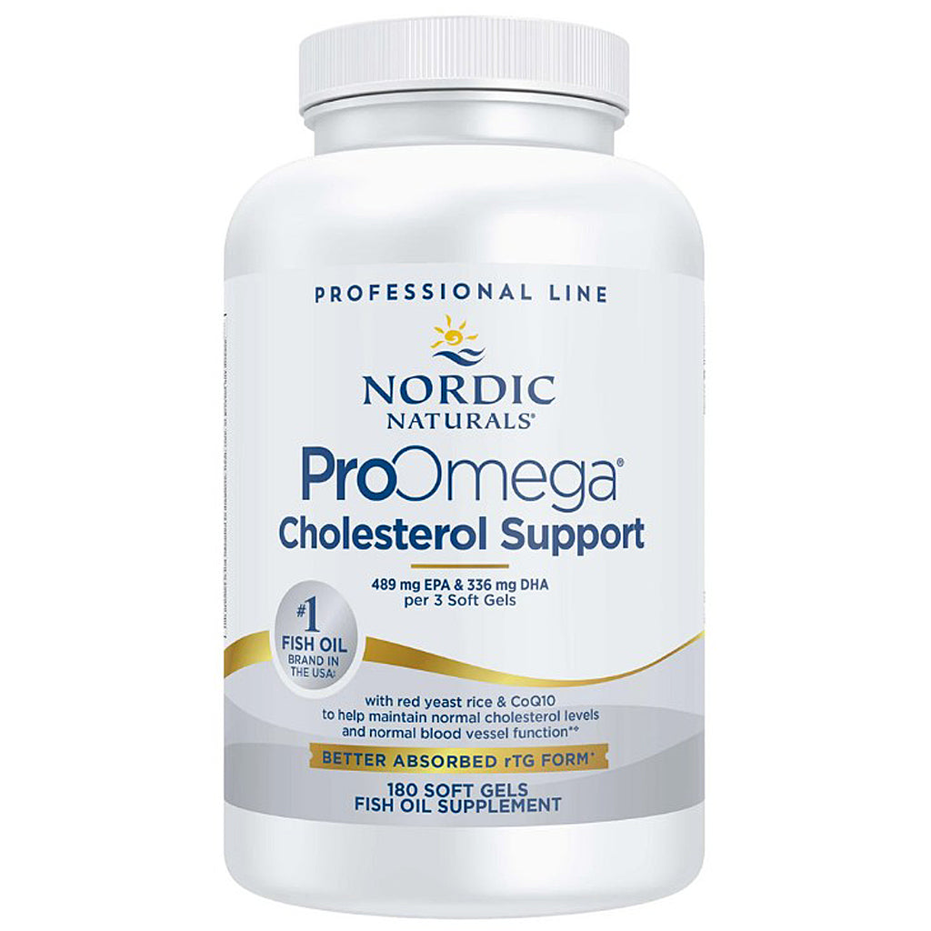 Nordic Naturals ProOmega Cholesterol Support supplement bottle on a white background