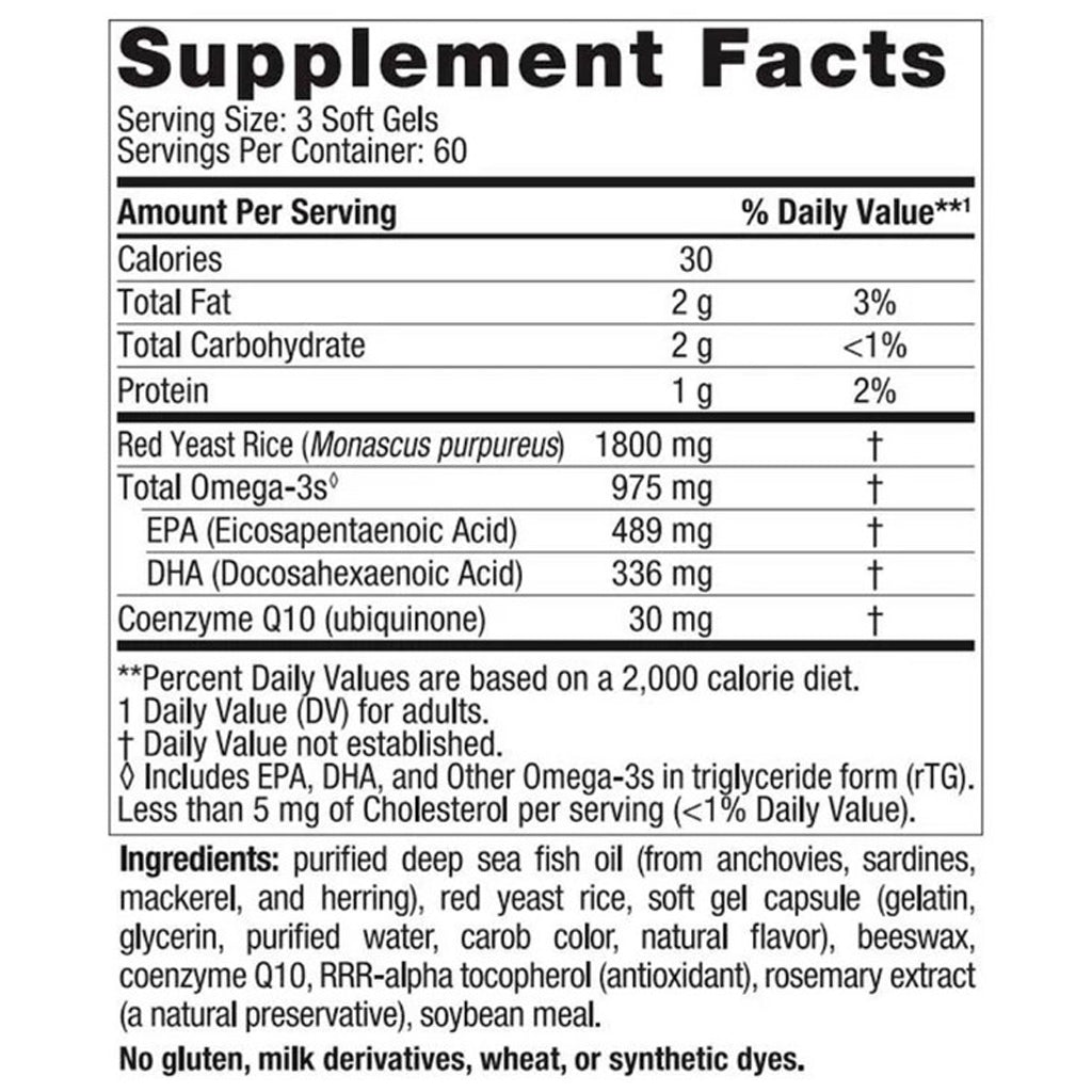 Supplement facts label with nutritional information on a white background