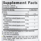 Supplement facts label with various nutrients listed on a white background