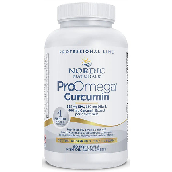Nordic Naturals ProOmega Curcumin supplement bottle on a white background