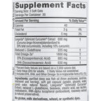 Supplement facts label with detailed nutritional information on a white background