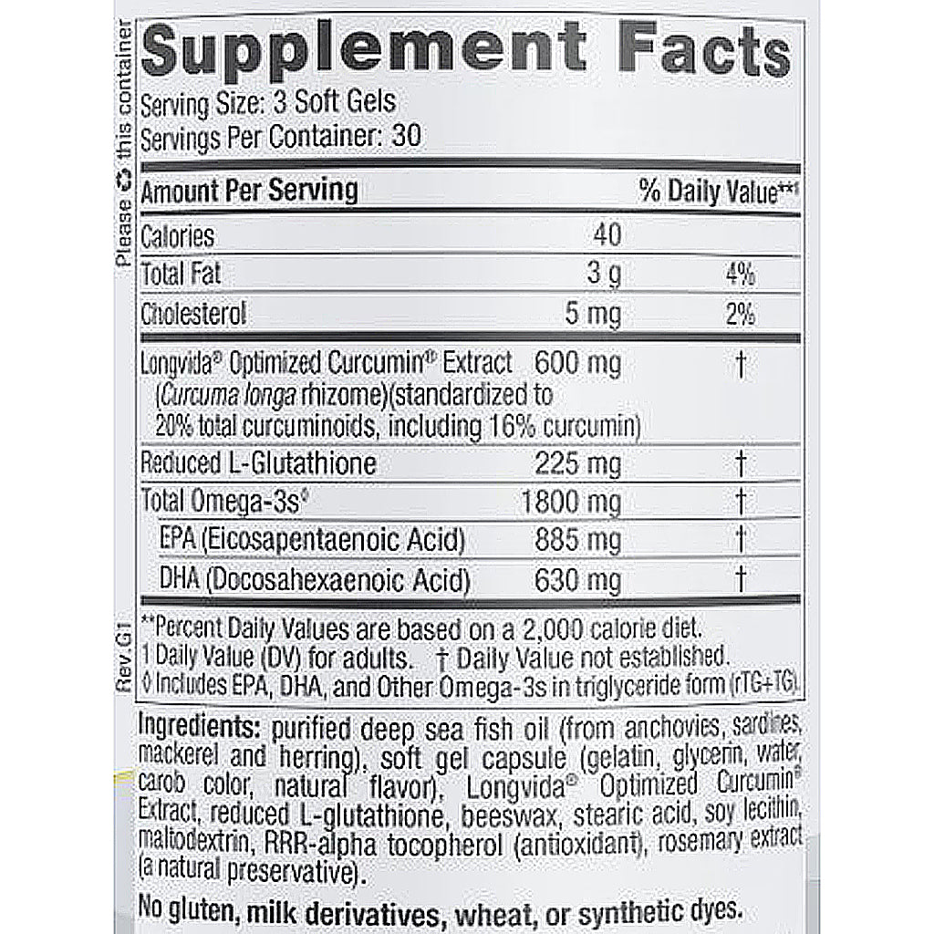 Supplement facts label with detailed nutritional information on a white background