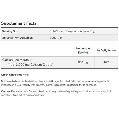 NOW Calcium Citrate Pure Powder 8 oz.