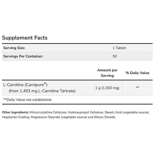 NOW L-Carnitine 1000mg 100tabs