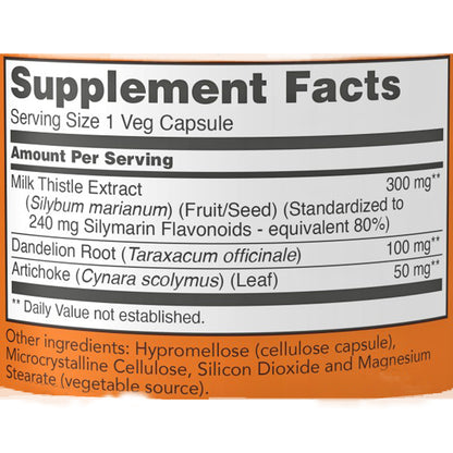 Supplement facts label with ingredients and dosages on a white background