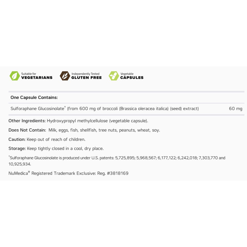 NuMedica BrocColinate GI, antioxidant, cell protection, ingredient label, whole body detoxification 