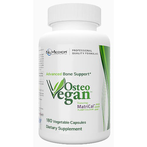 Supplement bottle labeled 'OsteoVegan' on a white background