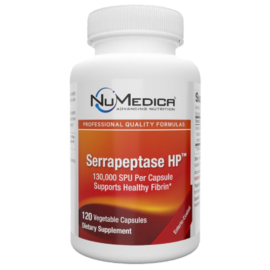 NuMedica Serrapeptase HP, front label, respiratory health and sinus, support healthy inflammatory response