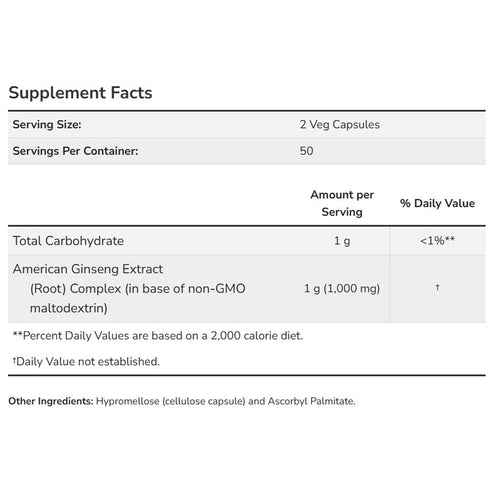 NOW American Ginseng Extract (500mg) 100 veg cap