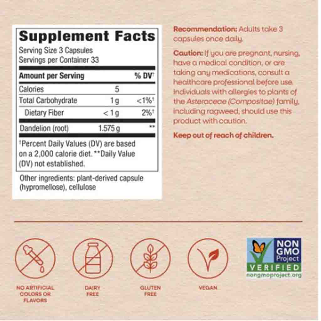 Natures Way Dandelion Root 100 vegan capsules