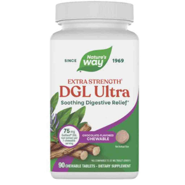 Natures Way Extra Strength DGL Ultra Chewable Chocolate 90T