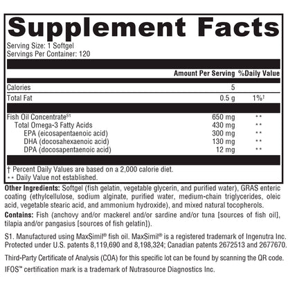 Xymogen Omega MonoPure 650 EC 120sg