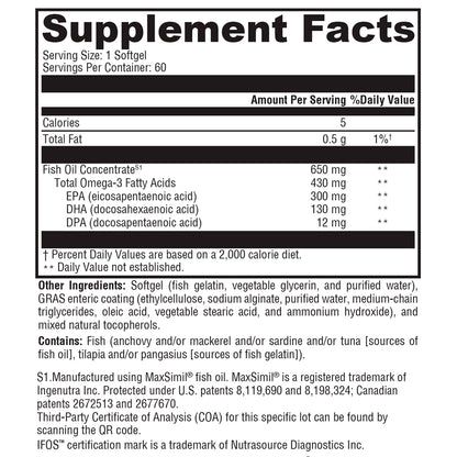 Xymogen Omega MonoPure 650 EC 60sg