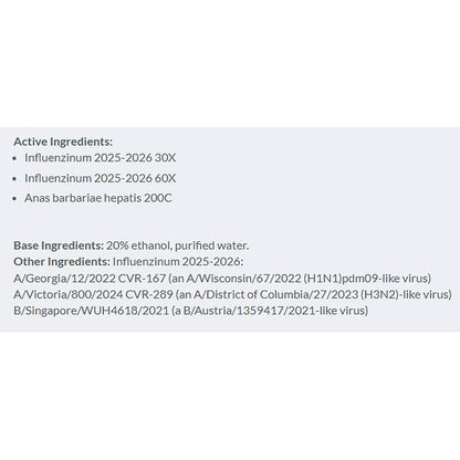 List of active and base ingredients on a white background