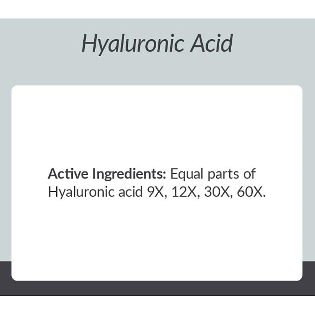 Text box with hyaluronic acid information on a gray background