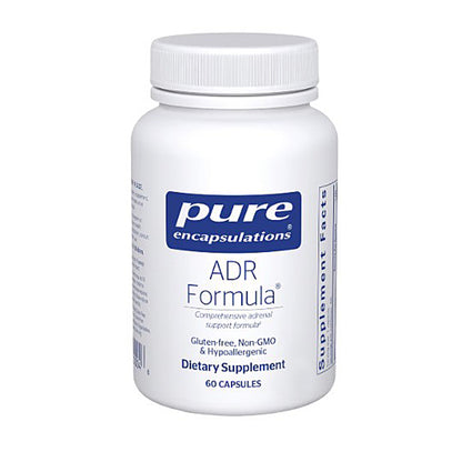 Supplement bottle labeled 'pure encapsulations ADR Formula' on a white background