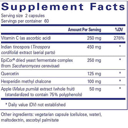 Supplement facts label with various ingredients and their amounts per serving