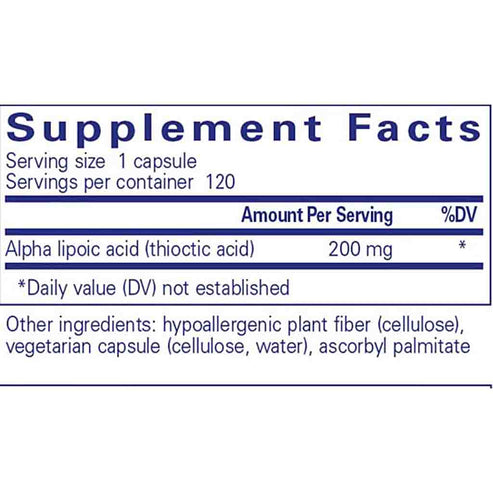 Pure Encapsulations Alpha Lipoic Acid 200mg 120c