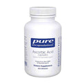 White supplement bottle labeled 'pure encapsulations Ascorbic Acid capsules' on a white background