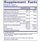 Supplement facts label with detailed nutritional information on a white background