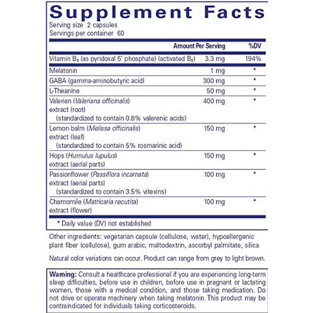 Supplement facts label with detailed ingredient list and serving size on a white background