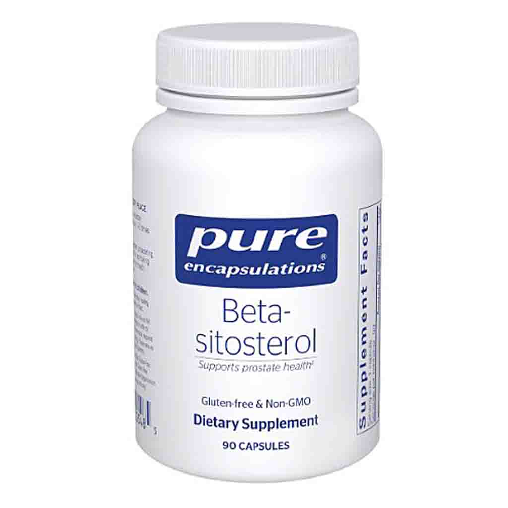 White supplement bottle labeled 'pure encapsulations Beta-sitosterol' on a white background