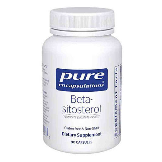 White supplement bottle labeled 'pure encapsulations Beta-sitosterol' on a white background