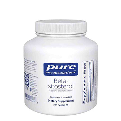 White supplement bottle labeled 'pure encapsulations Beta-sitosterol' on a white background
