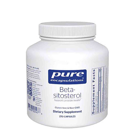 White supplement bottle labeled 'pure encapsulations Beta-sitosterol' on a white background