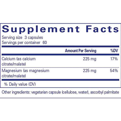 Pure Encapsulations Calcium Magnesium (Citrate/Malate) 180c