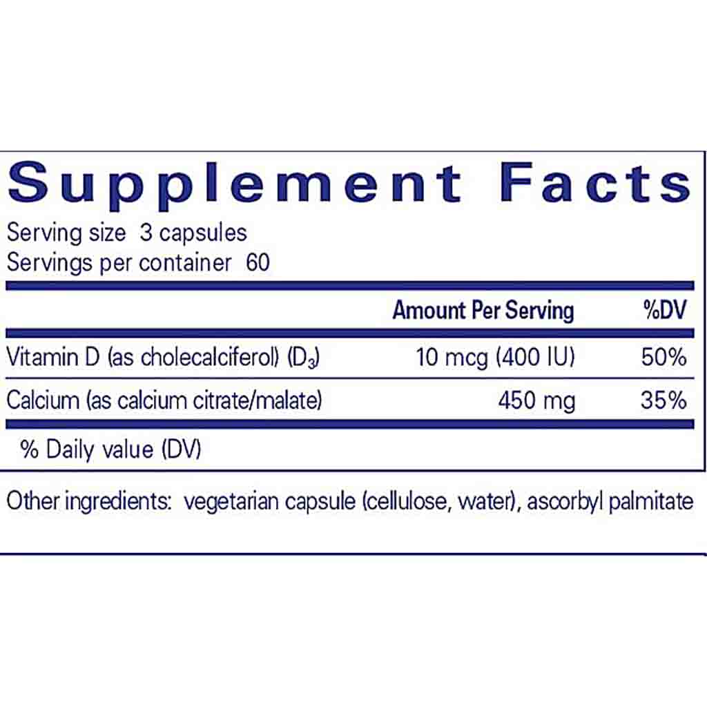 Pure Encapsulations Calcium with Vitamin D3 180c