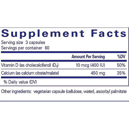 Pure Encapsulations Calcium with Vitamin D3 180c