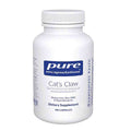 White bottle of Pure Encapsulations Cat's Claw dietary supplement on a white background