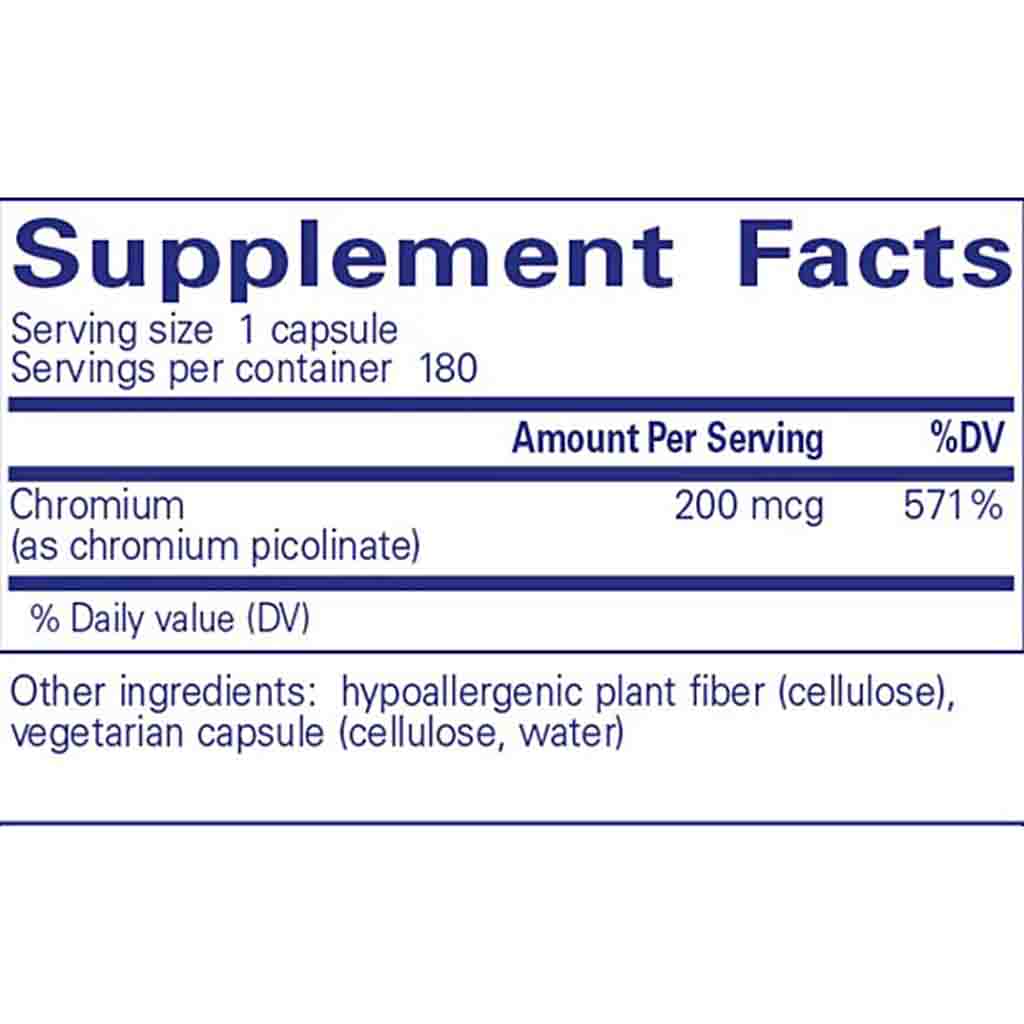 Pure Encapsulations Chromium Picolinate 200 mcg 180c