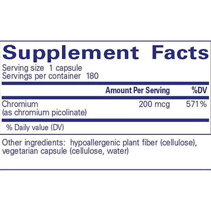 Pure Encapsulations Chromium Picolinate 200 mcg 180c