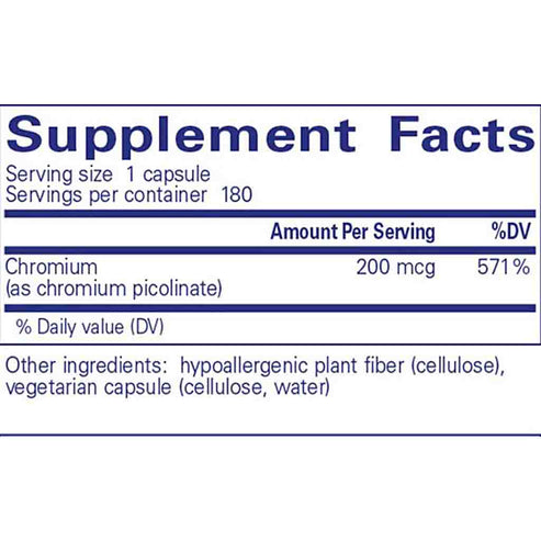 Pure Encapsulations Chromium Picolinate 200 mcg 180c