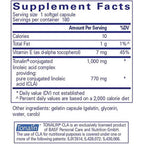 Supplement facts label for a product containing Tonalin CLA.
