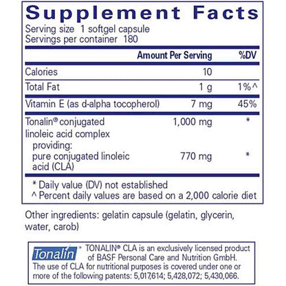 Pure Encapsulations CLA (conjugated linoleic acid) 1000 mg 180c