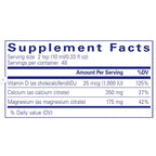 Supplement facts label with vitamins and minerals on a white background